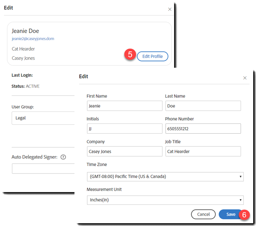 Edit user profile